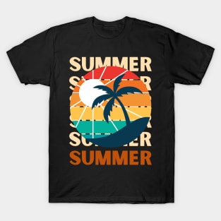 Hello summer sunset Beach summertime Adventure travel lover palm tree sun T-Shirt